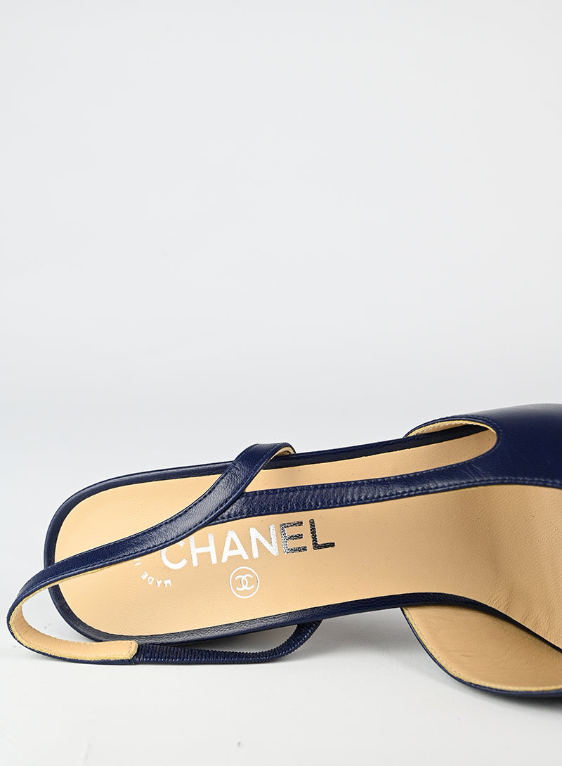 Chanel Slingback blu e nere - N. 40 ½