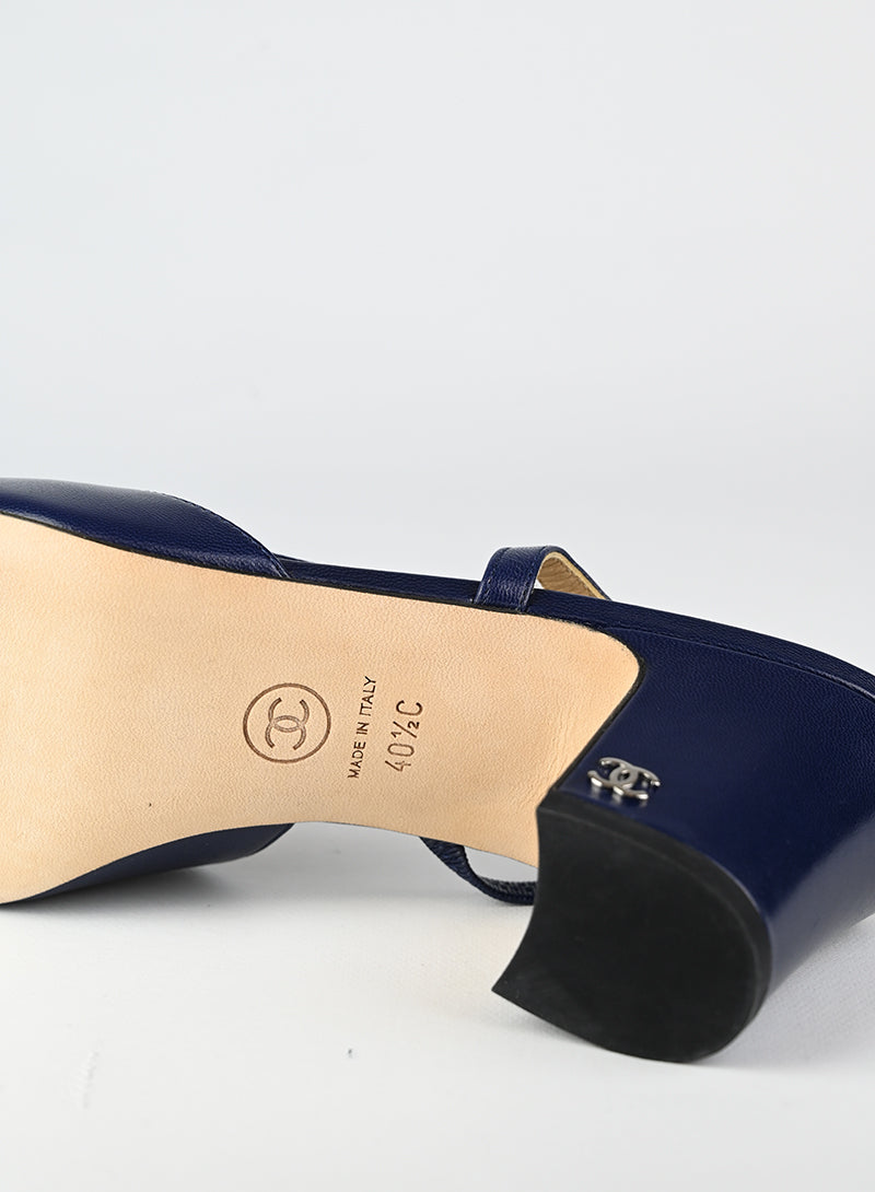 Chanel Slingback blu e nere - N. 40 ½