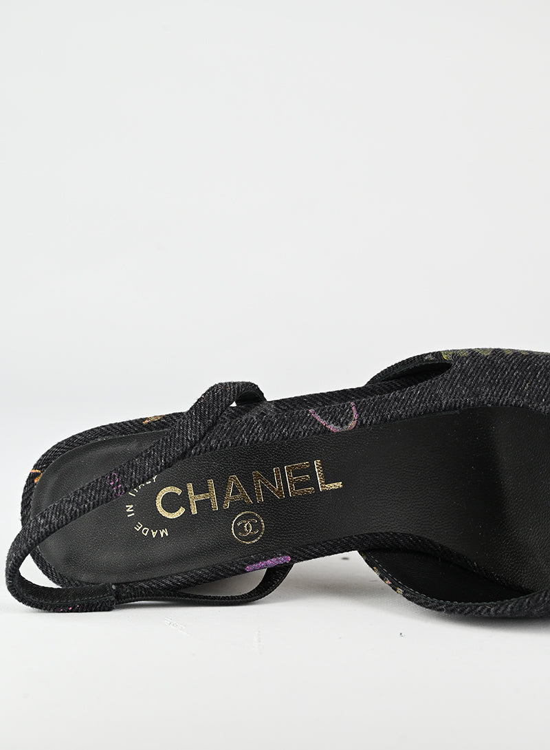 Chanel Slingback in denim blu - N. 36