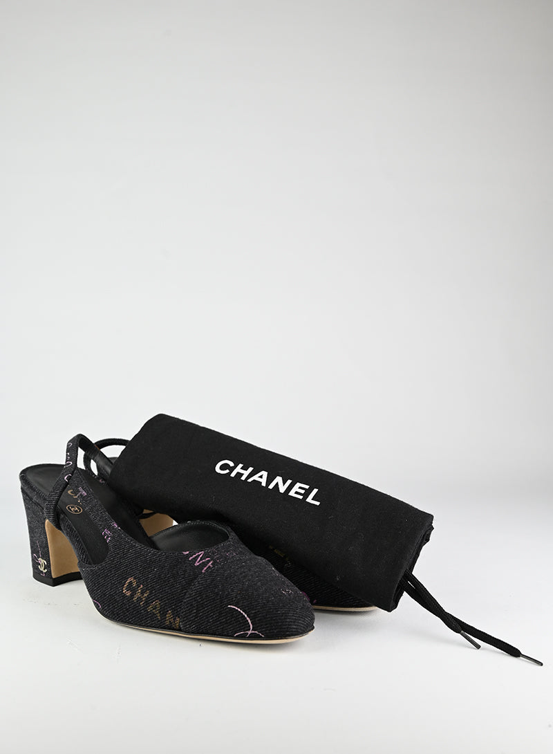 Chanel Slingback in denim blu - N. 36