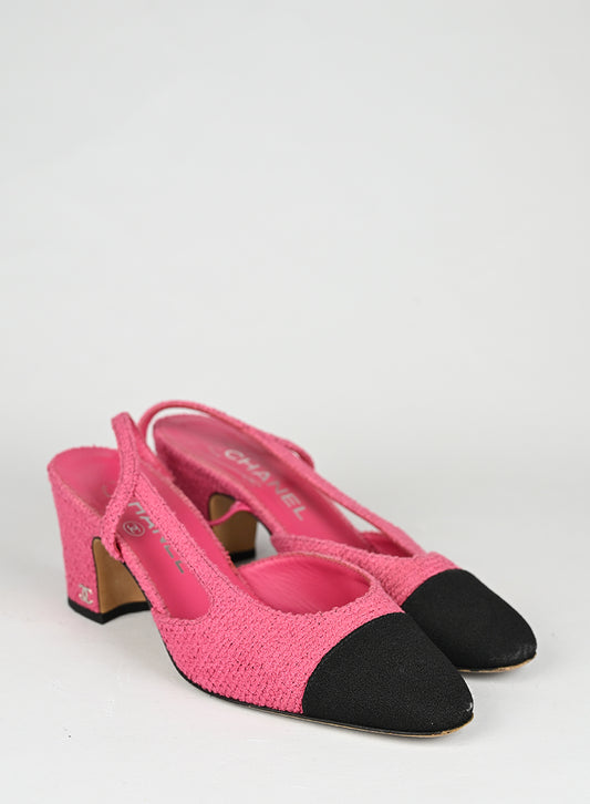 Chanel Sandali Slingback Bouclé Fucsia - N. 36