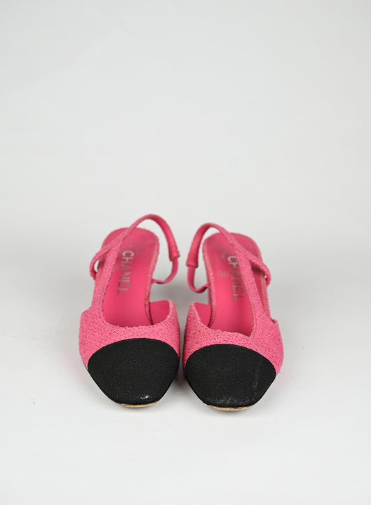 Chanel Sandali Slingback Bouclé Fucsia - N. 36 -  lesleyluxuryvintage