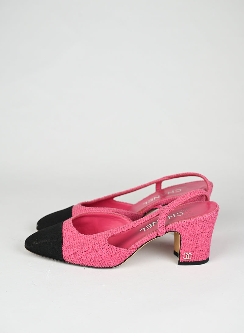 Chanel Sandali Slingback Bouclé Fucsia - N. 36