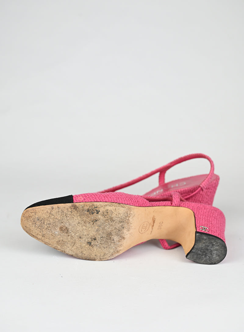 Chanel Sandali Slingback Bouclé Fucsia - N. 36