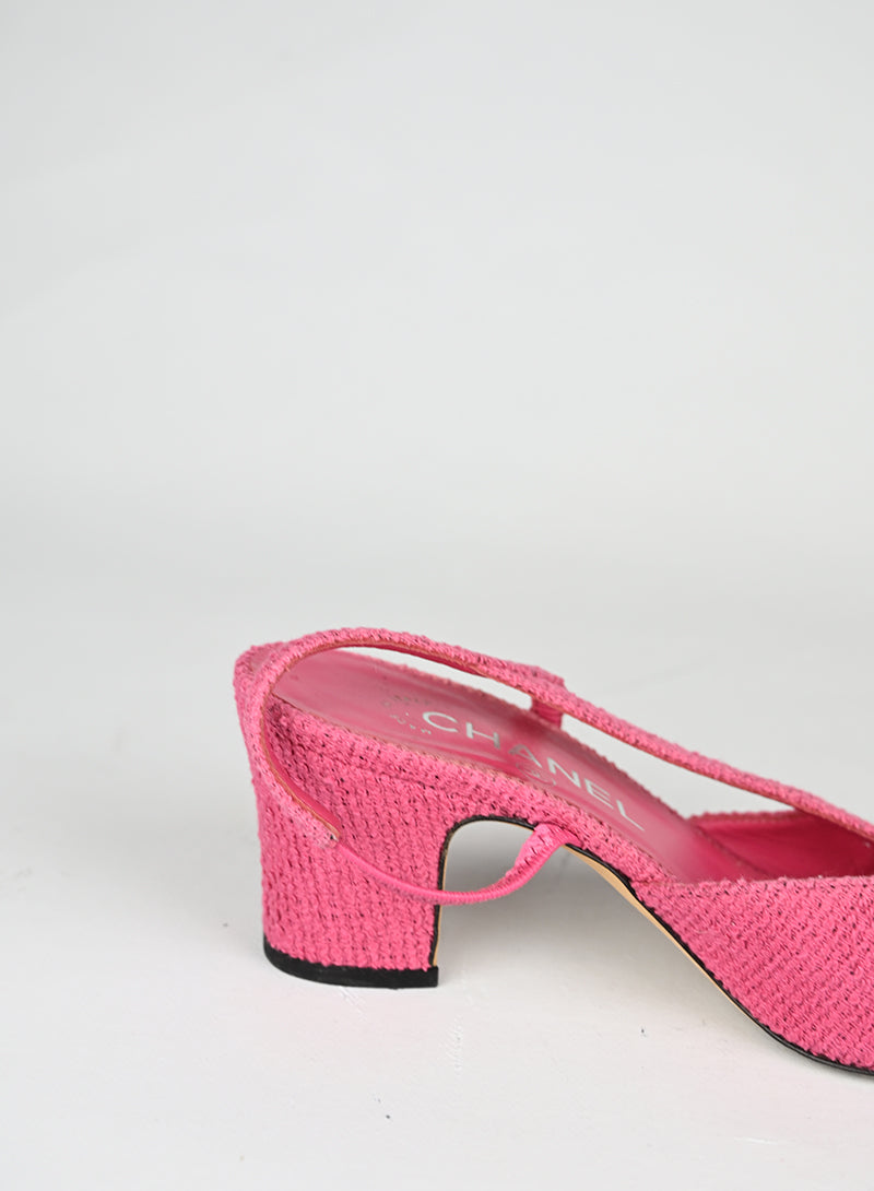 Chanel Sandali Slingback Bouclé Fucsia - N. 36