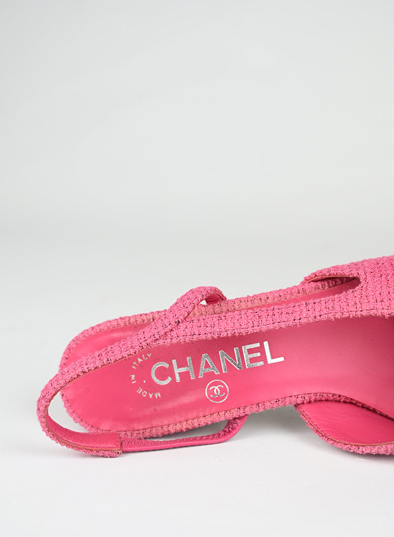Chanel Sandali Slingback Bouclé Fucsia - N. 36