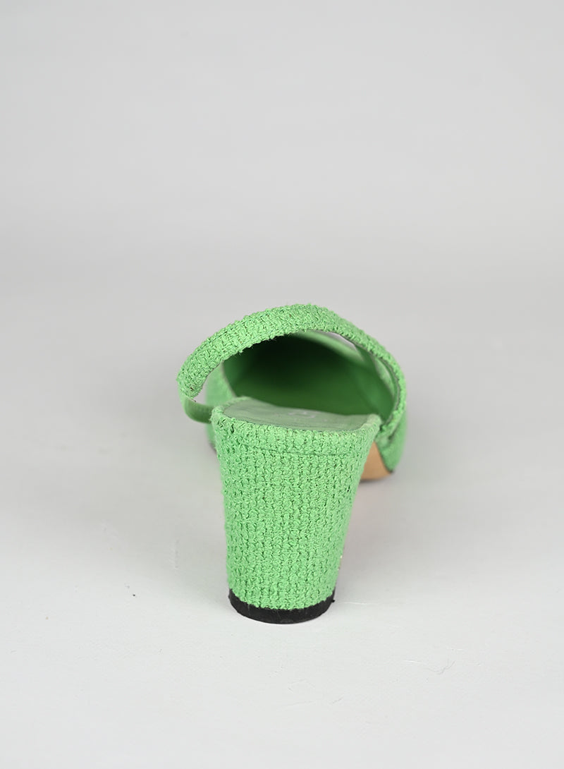 Chanel Sandali Slingback Bouclé Verde Menta - N. 36 ½