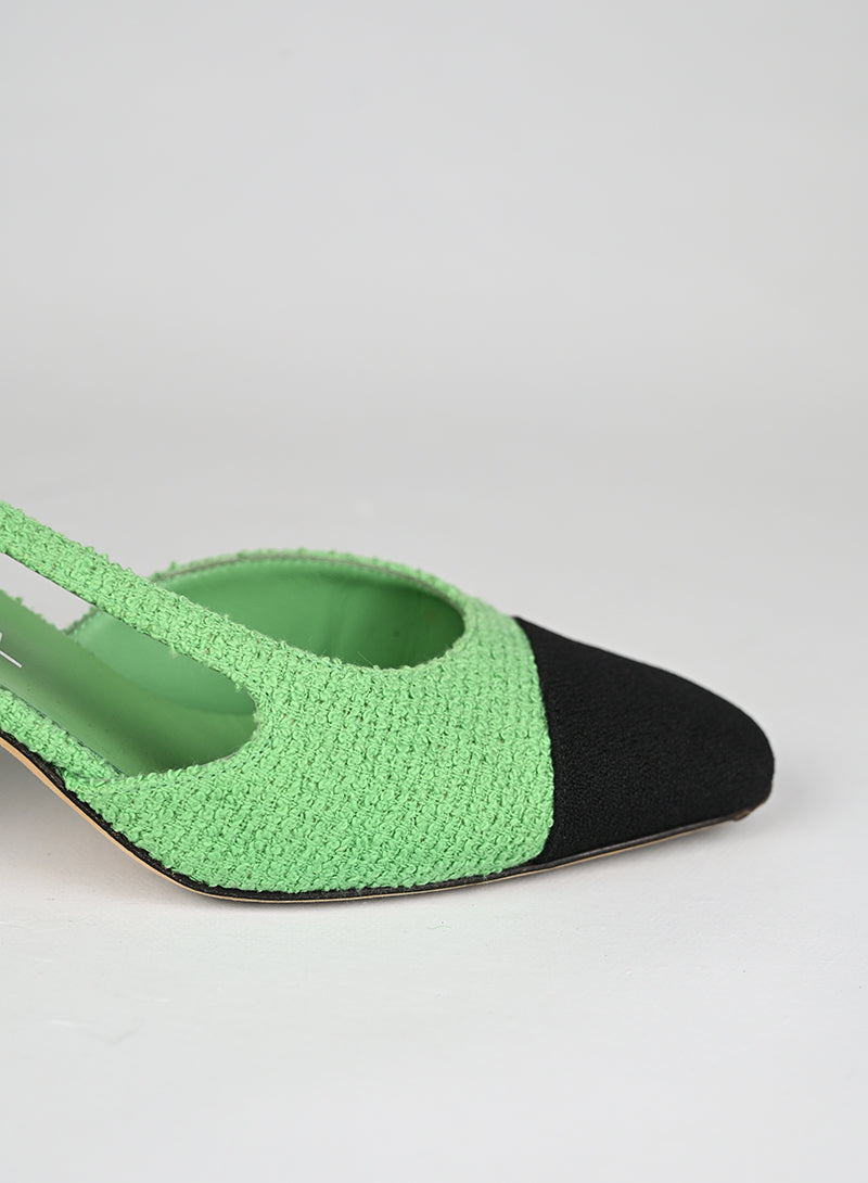Chanel Sandali Slingback Bouclé Verde Menta - N. 36 ½
