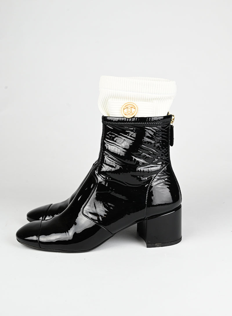 Chanel Stivaletti in vernice nera - N. 37