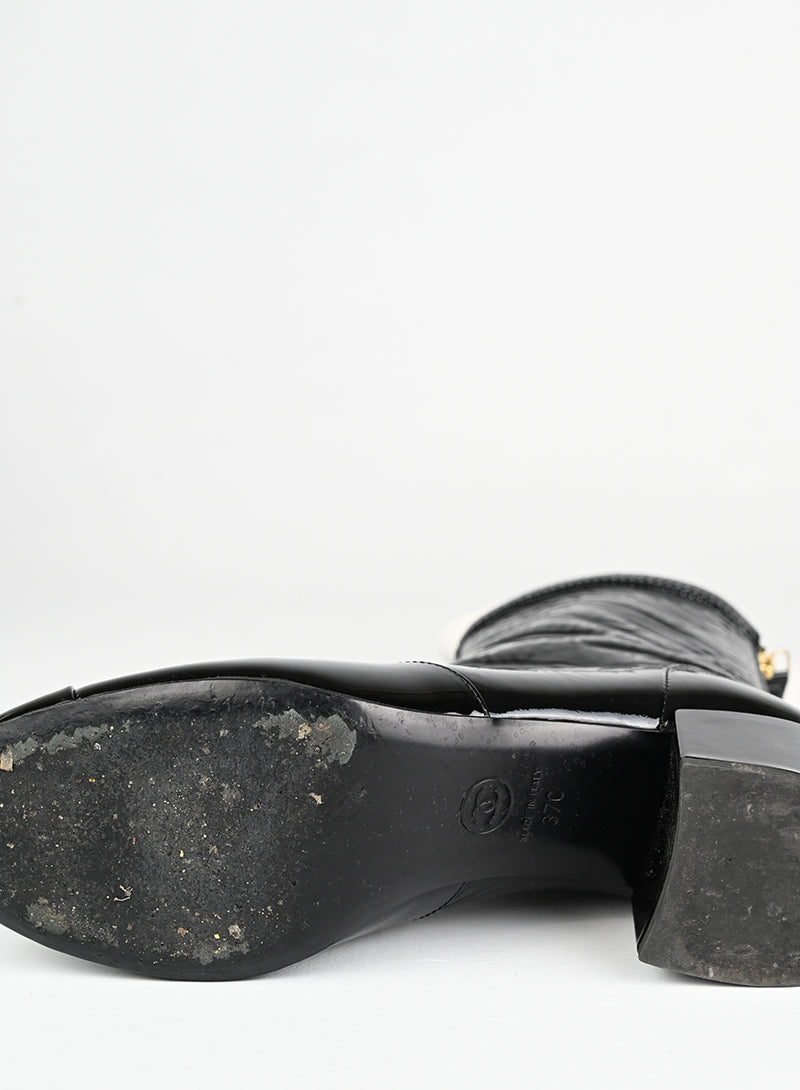 Chanel Stivaletti in vernice nera - N. 37