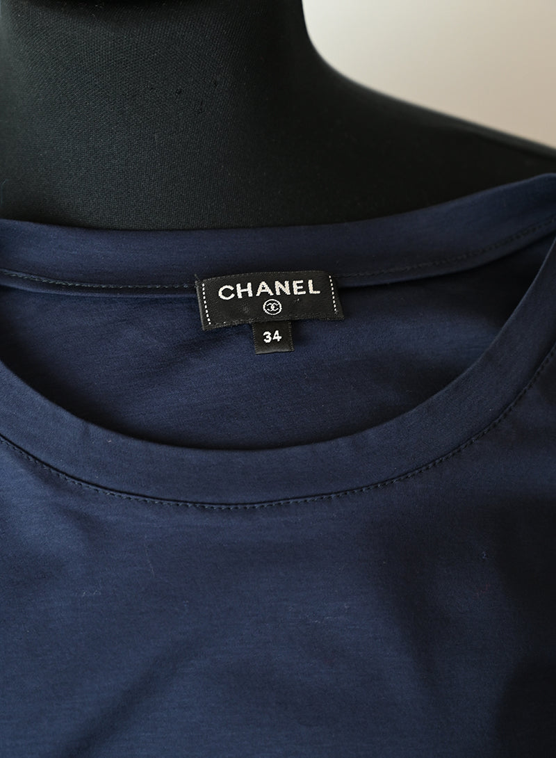 Chanel T-shirt in cotone blu - Tg. 34 FR -  lesleyluxuryvintage