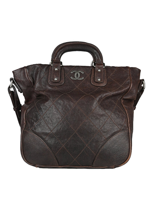 Chanel Maxi borsa in pelle marrone