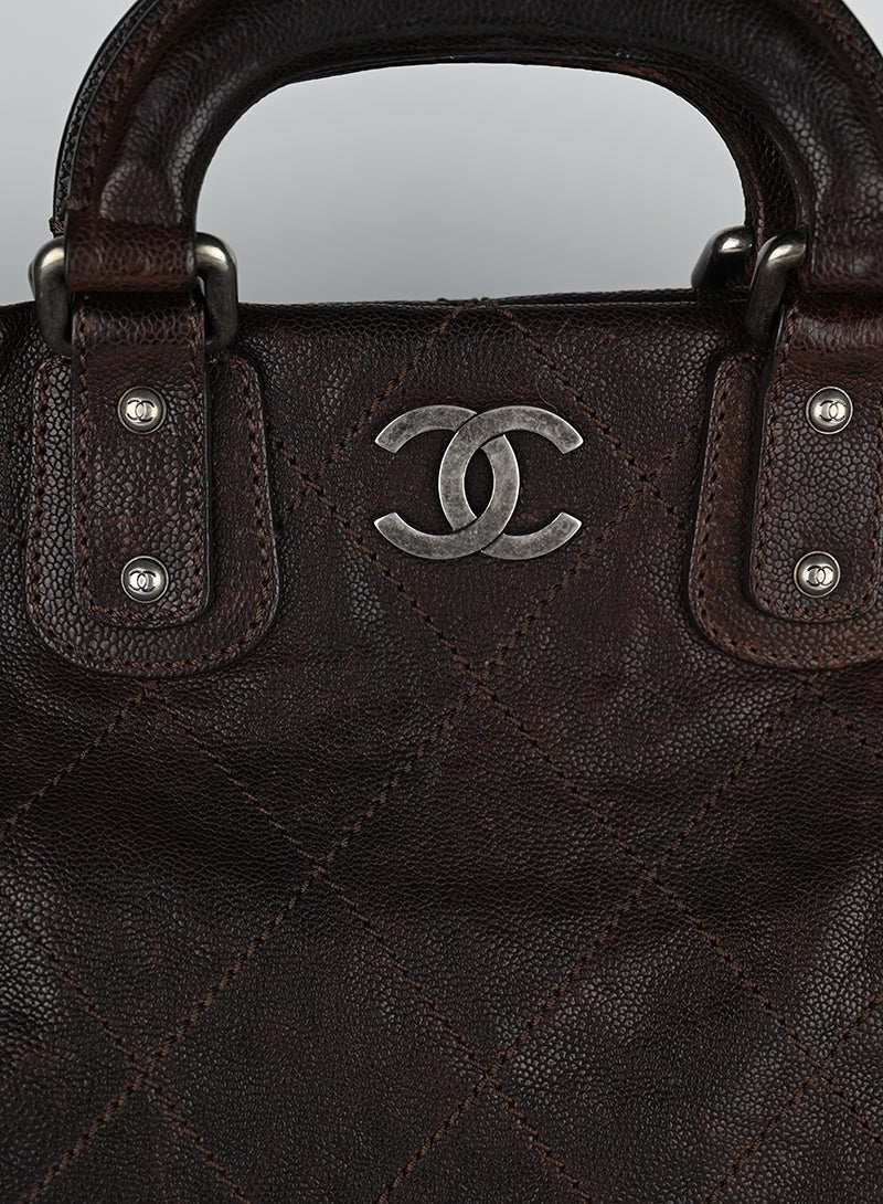 Chanel Maxi borsa in pelle marrone