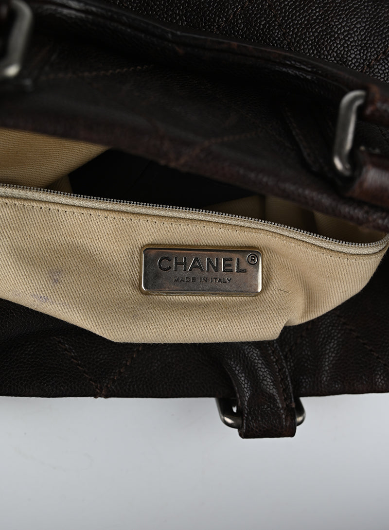 Chanel Maxi borsa in pelle marrone