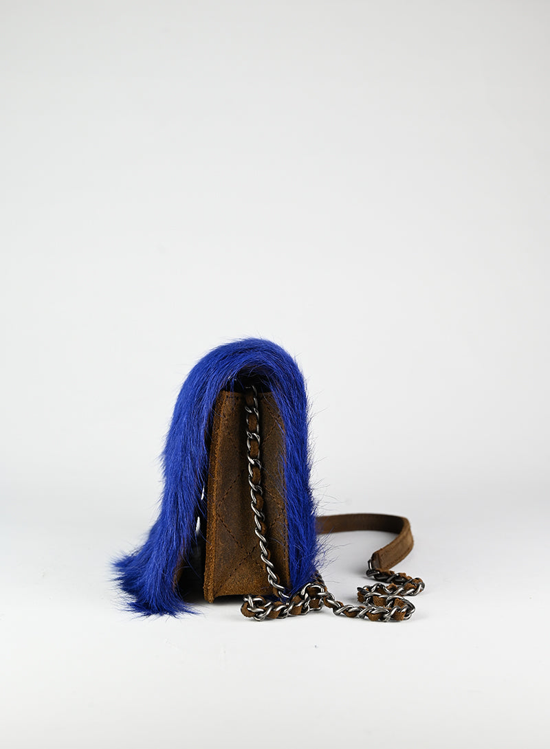 Chanel Borsa a tracolla in Fur bluette