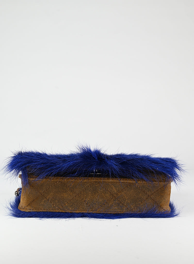 Chanel Borsa a tracolla in Fur bluette