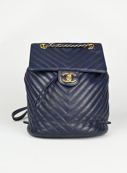 Chanel Zaino in pelle blu