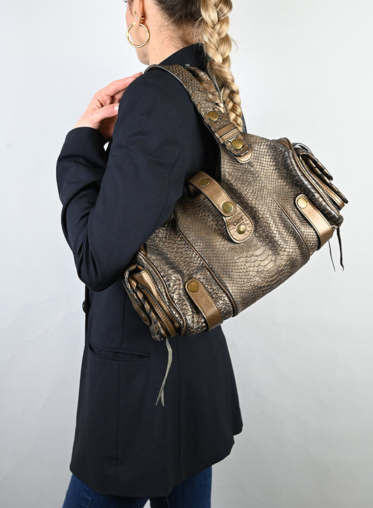Chloè Borsa in pelle pitone bronzo -  lesleyluxuryvintage