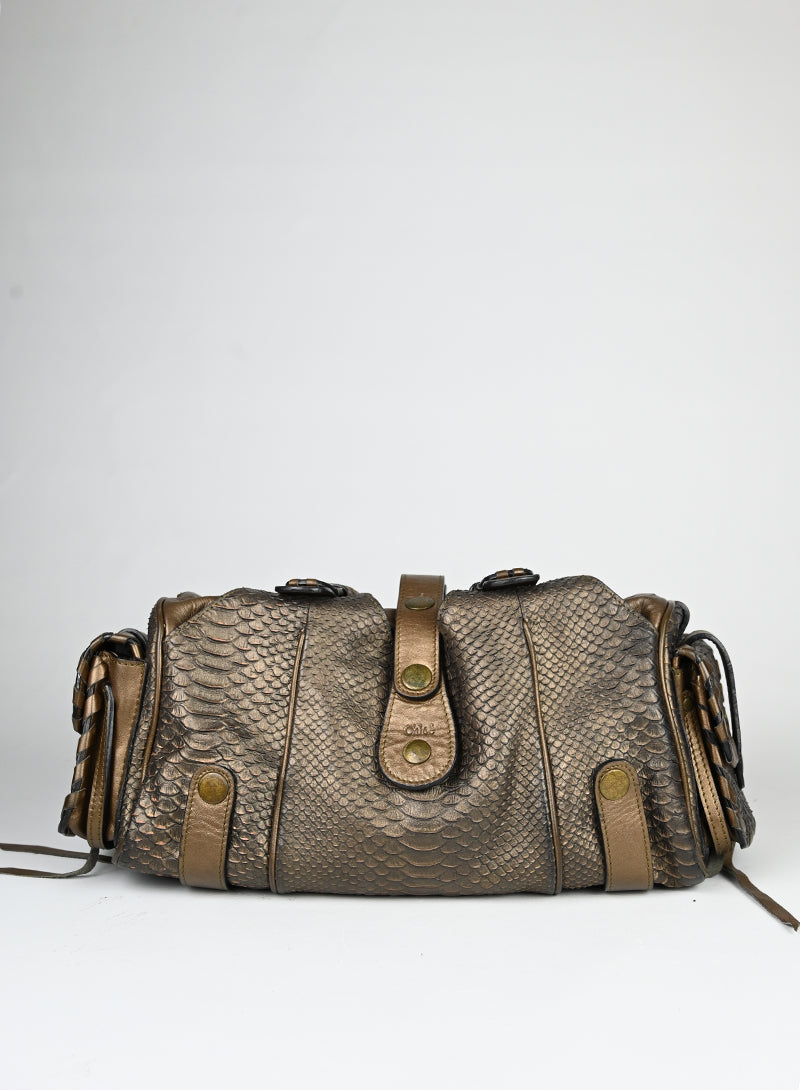 Chloè Borsa in pelle pitone bronzo -  lesleyluxuryvintage