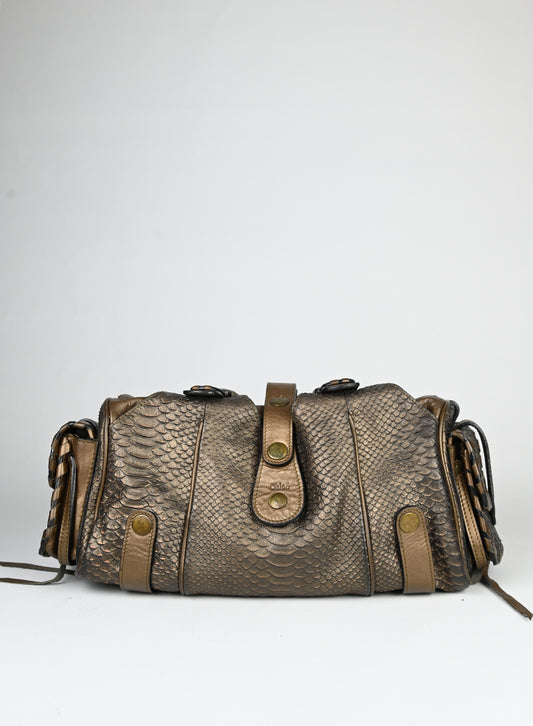 Chloè Borsa in pelle pitone bronzo