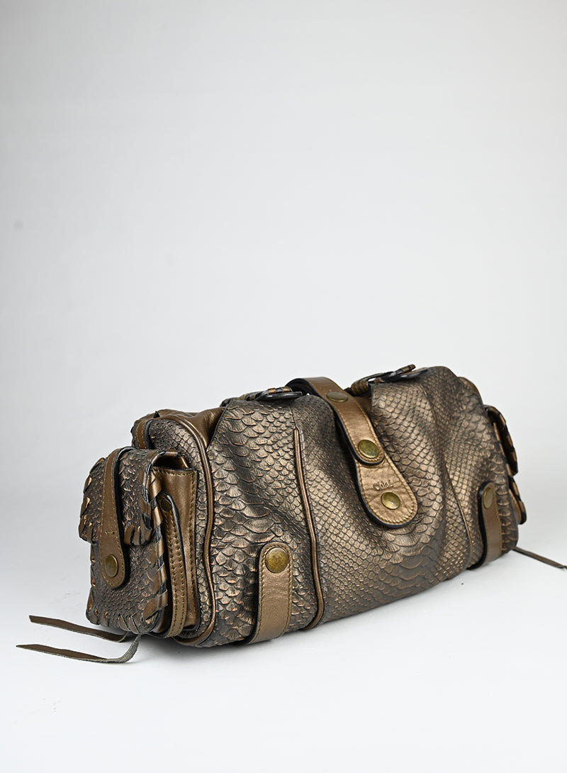 Chloè Borsa in pelle pitone bronzo -  lesleyluxuryvintage