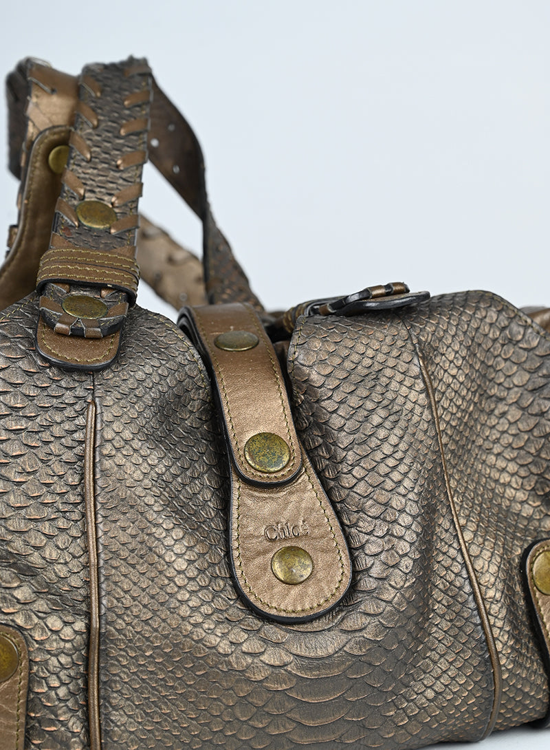 Chloè Borsa in pelle pitone bronzo -  lesleyluxuryvintage