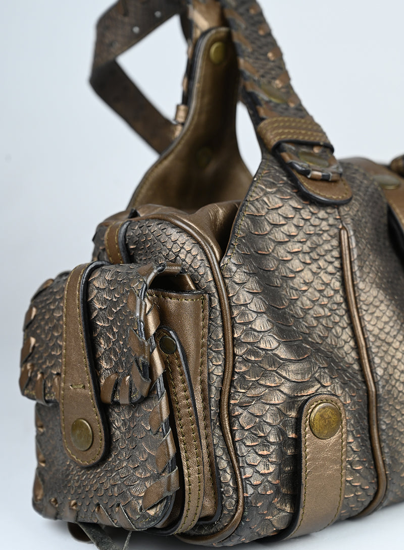 Chloè Borsa in pelle pitone bronzo -  lesleyluxuryvintage