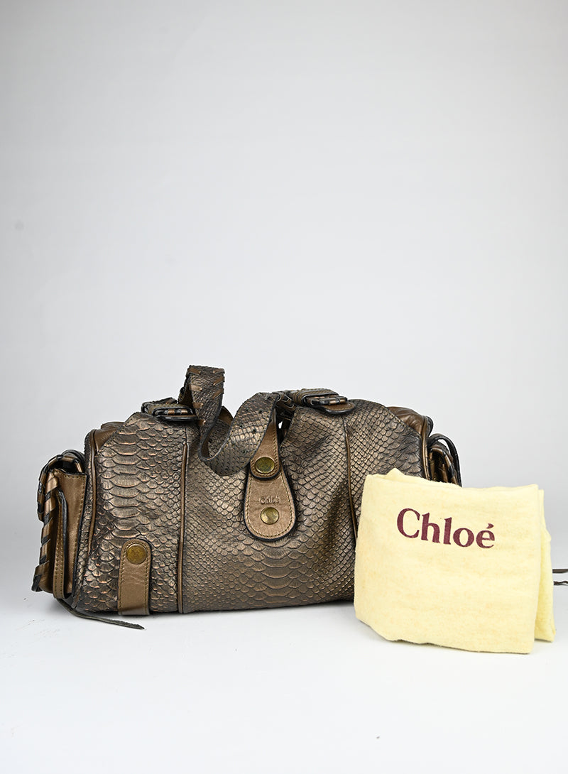 Chloè Borsa in pelle pitone bronzo -  lesleyluxuryvintage