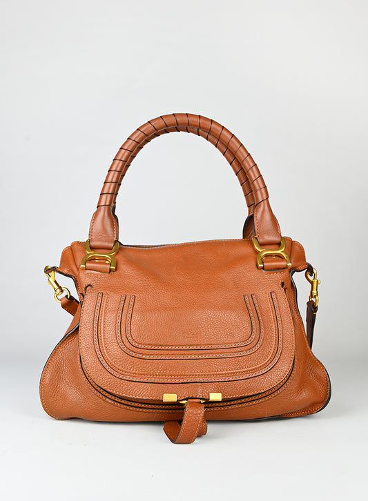 Chloè Borsa Marcie grande in pelle cognac