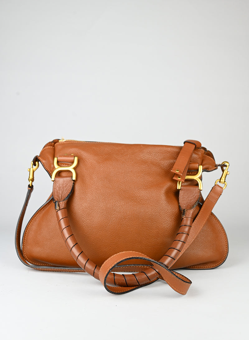 Chloè Borsa Marcie grande in pelle cognac