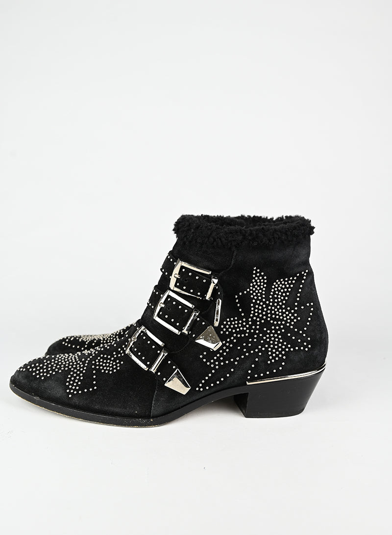 Chloè Stivaletti Susanna in suede nero - N. 39 ½