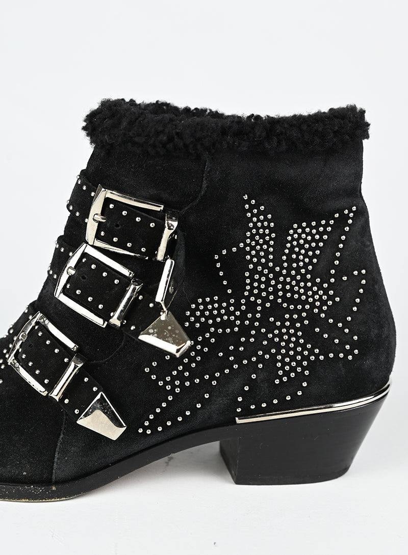 Chloè Stivaletti Susanna in suede nero - N. 39 ½