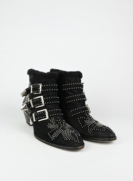 Chloè Stivaletti Susanna in suede nero - N. 39 ½