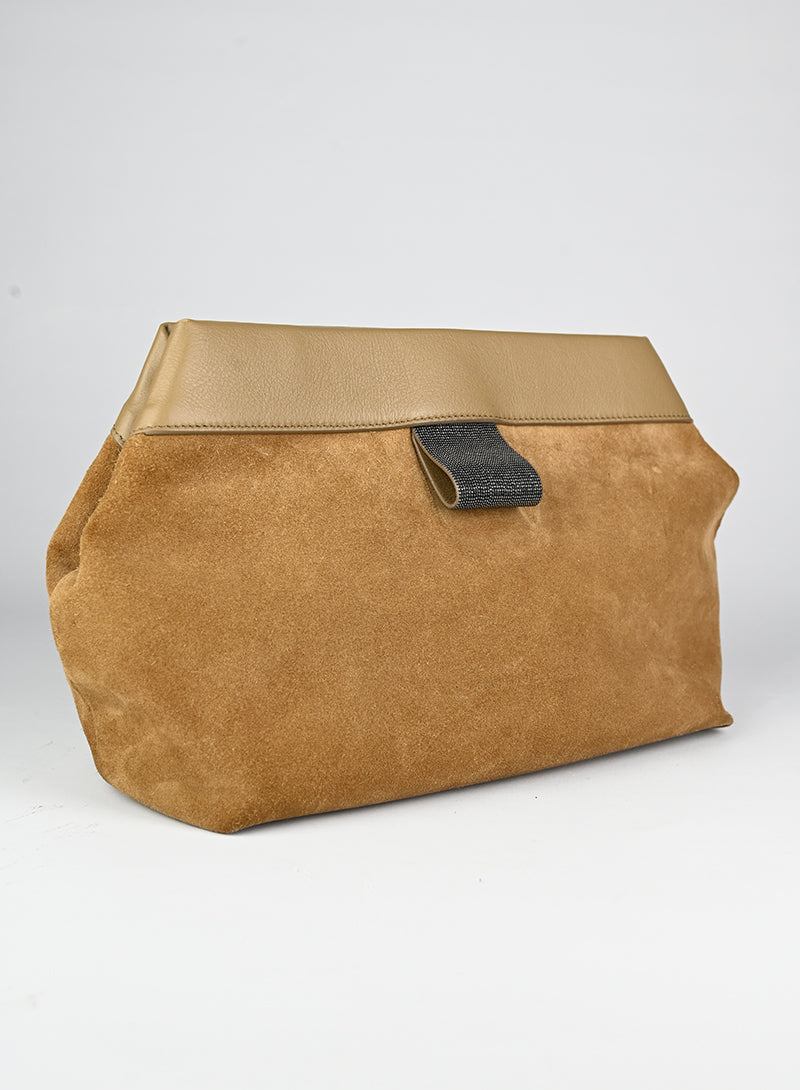 Brunello Cucinelli Clutch in suede beige