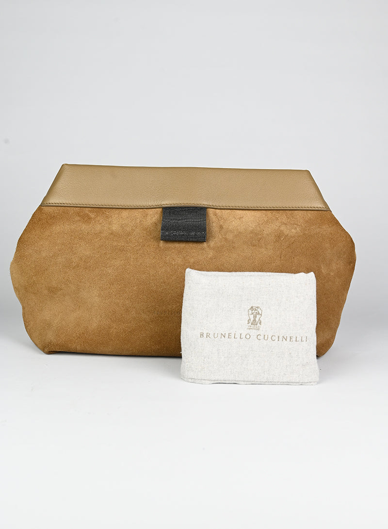 Brunello Cucinelli Clutch in suede beige