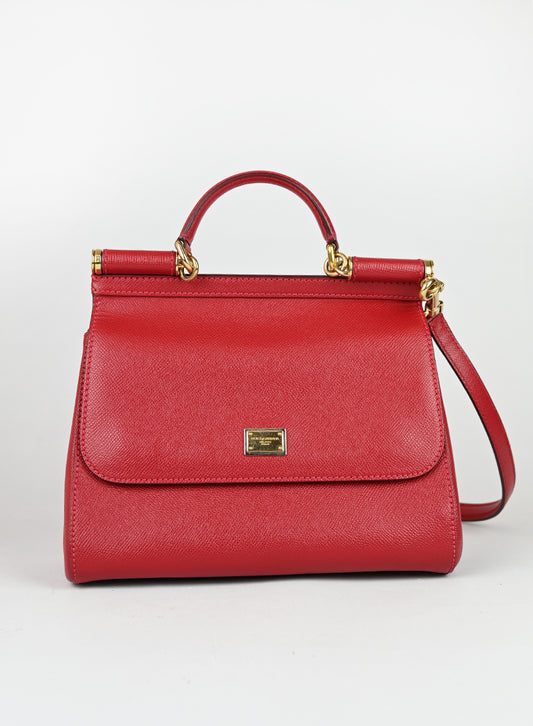 Dolce e Gabbana Borsa Sicily in pelle rossa -  lesleyluxuryvintage