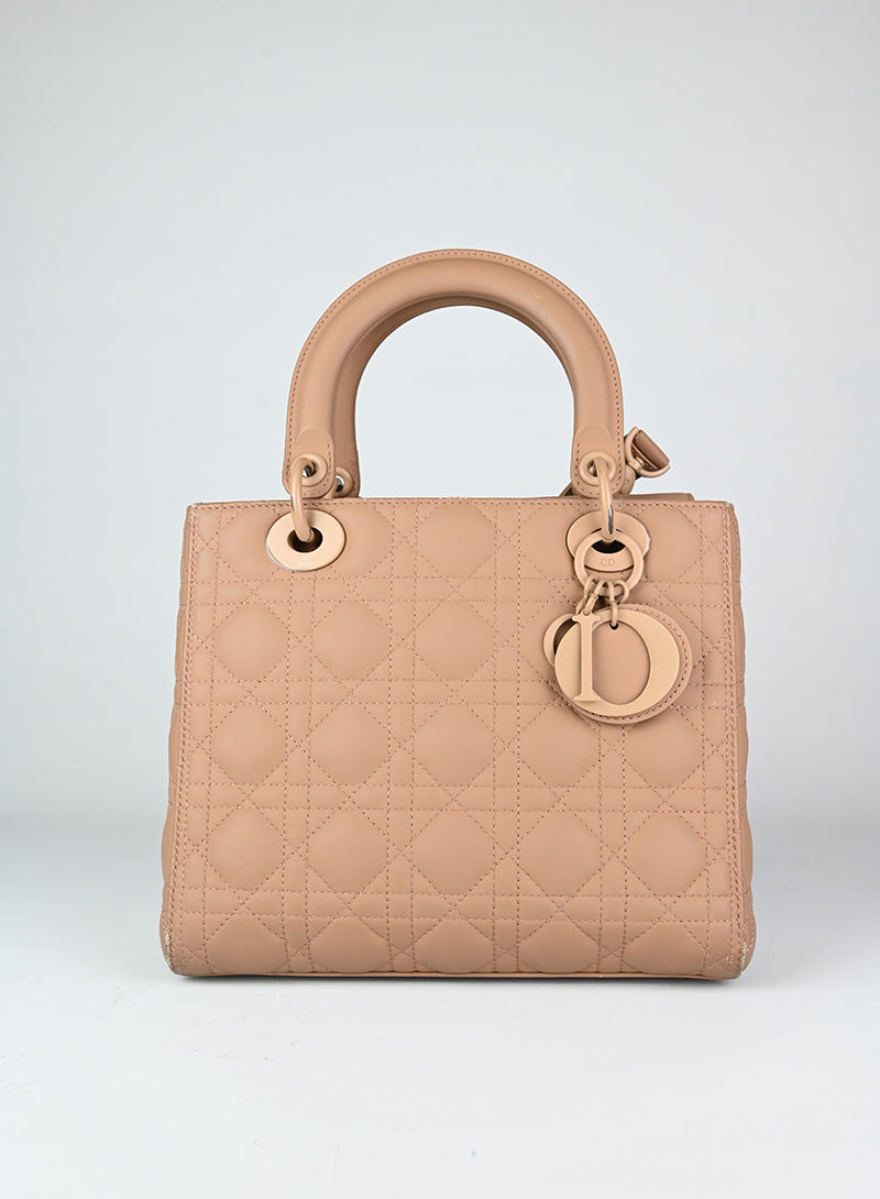 Dior Borsa Lady Dior in pelle toffee