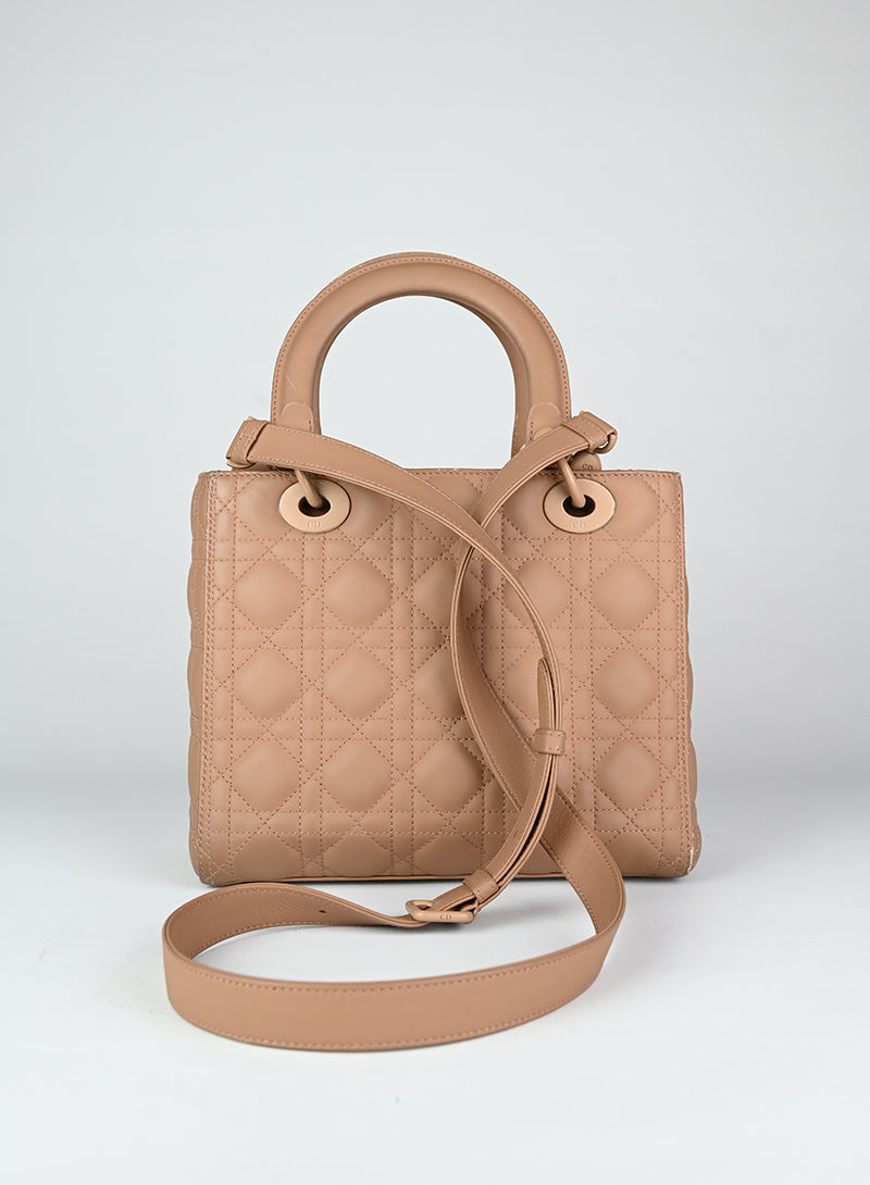 Dior Borsa Lady Dior in pelle toffee