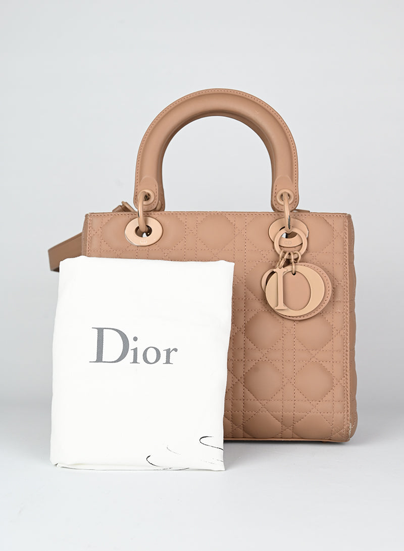 Dior Borsa Lady Dior in pelle toffee