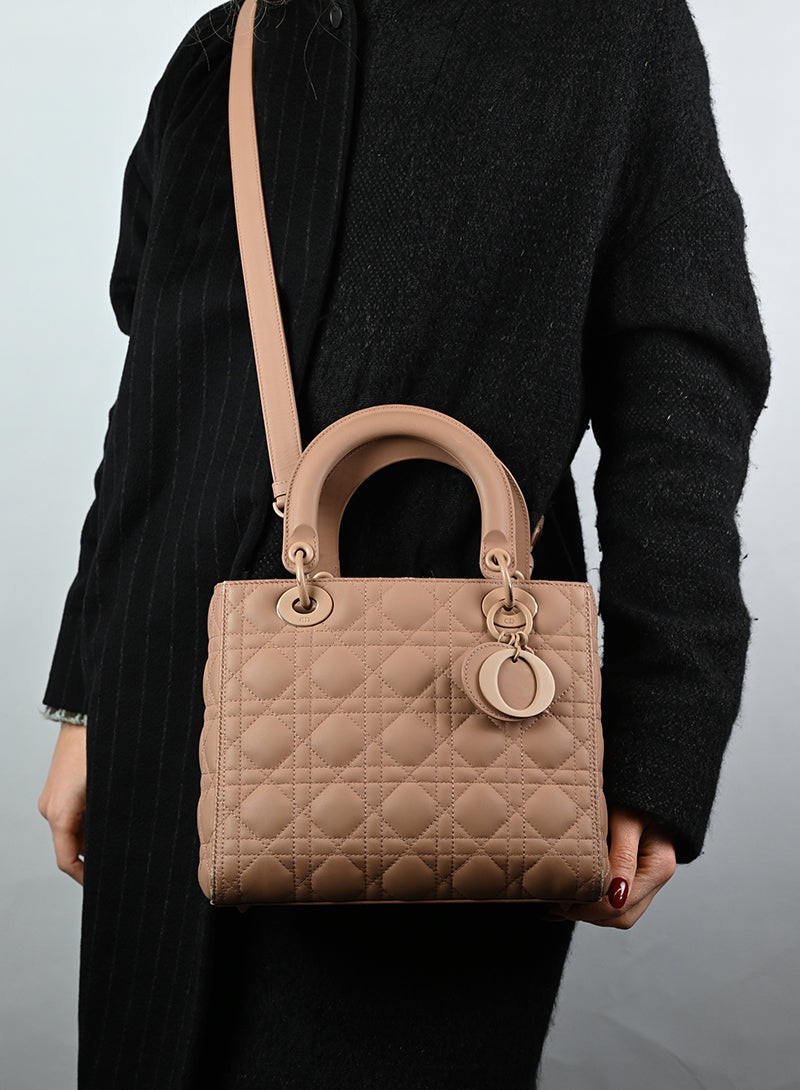 Dior Borsa Lady Dior in pelle toffee