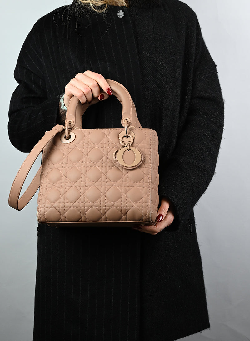 Dior Borsa Lady Dior in pelle toffee