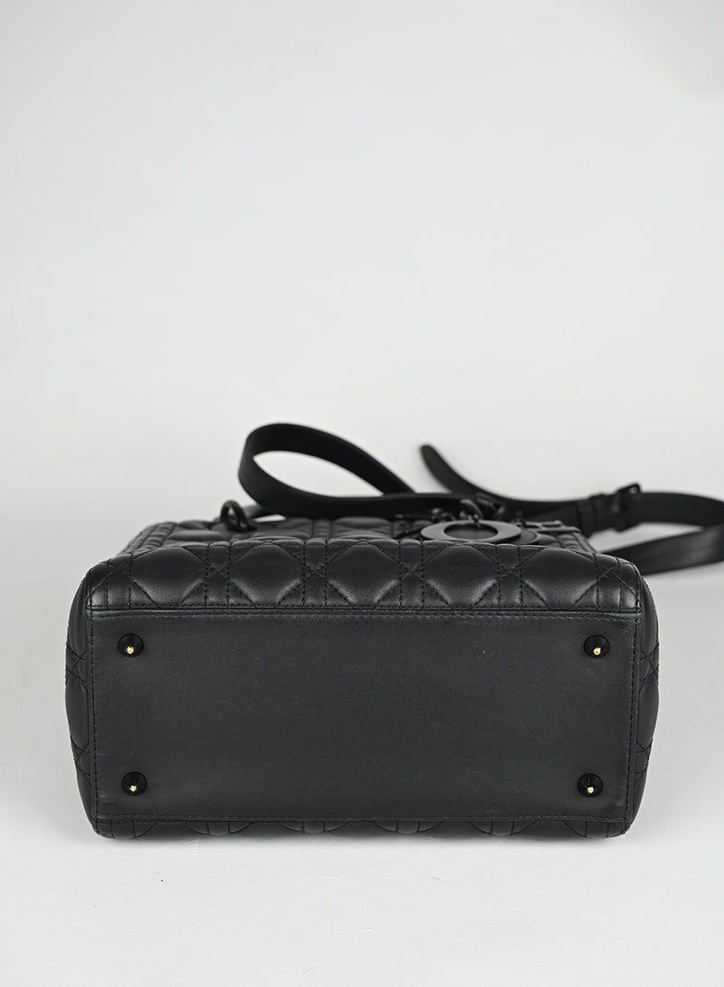 Dior Borsa Lady Dior Media Pelle Nera All Black