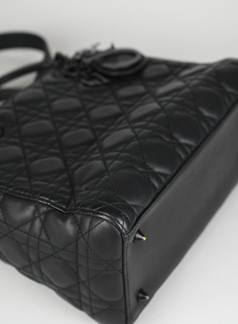 Dior Borsa Lady Dior Media Pelle Nera All Black
