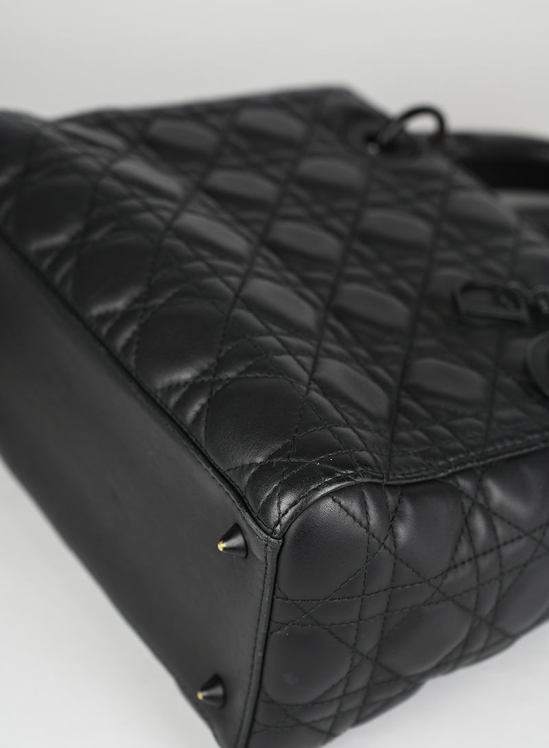 Dior Borsa Lady Dior Media Pelle Nera All Black
