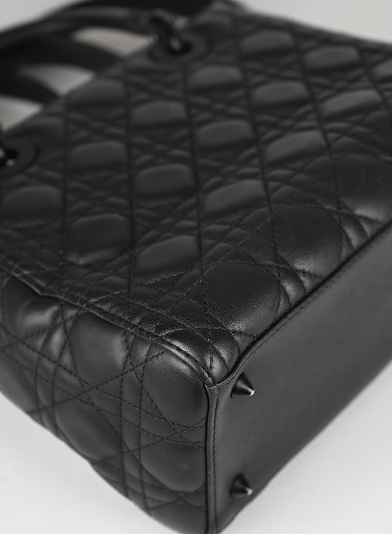 Dior Borsa Lady Dior Media Pelle Nera All Black