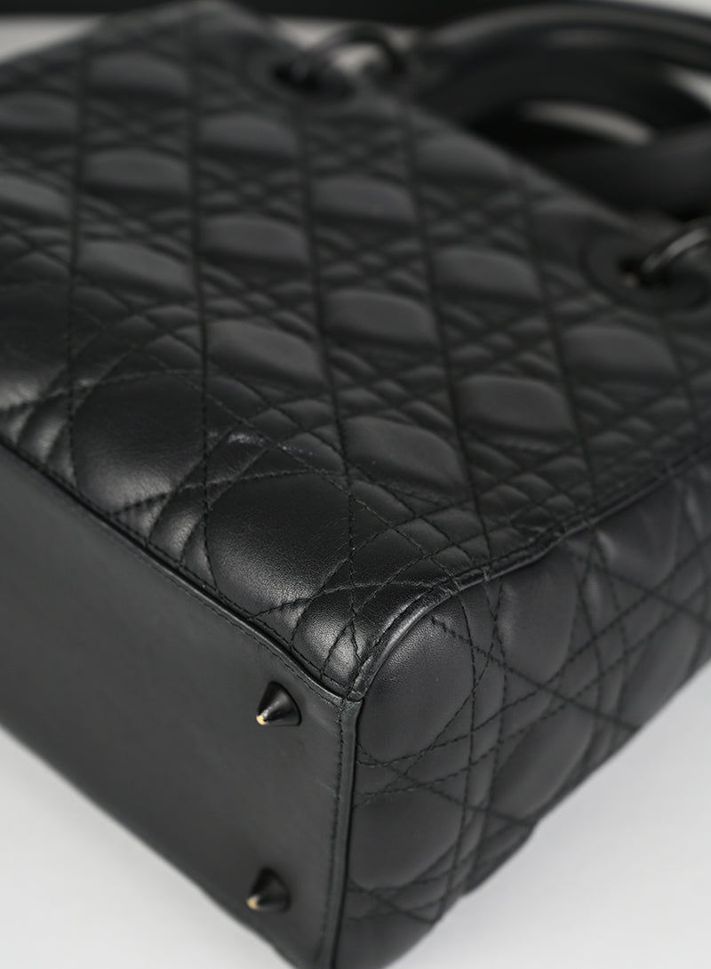 Dior Borsa Lady Dior Media Pelle Nera All Black