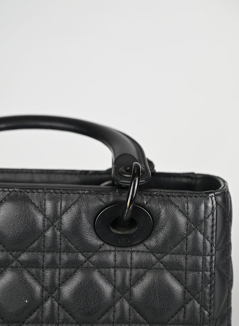 Dior Borsa Lady Dior Media Pelle Nera All Black