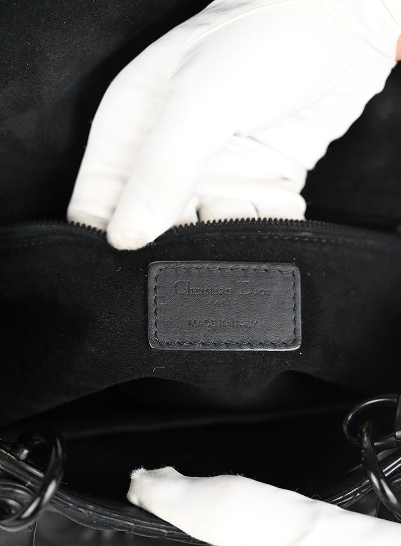 Dior Borsa Lady Dior Media Pelle Nera All Black