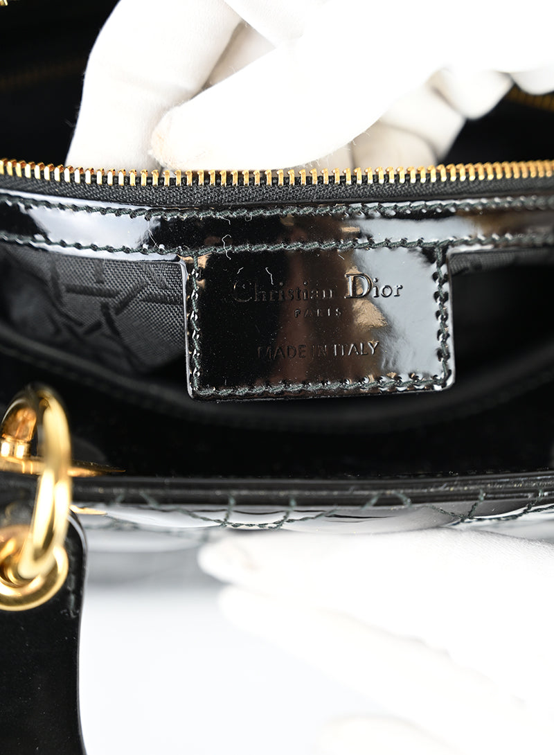Borsa Lady Dior in pelle verniciata nera