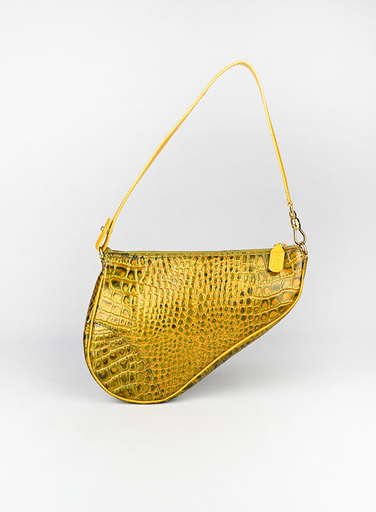Dior Borsa Saddle in pelle gialla